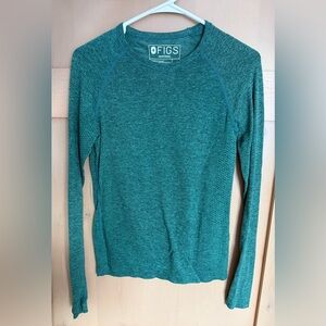 Figs Women’s Salta Performance Underscrub Long Sleeve Heather Caribbean Blue